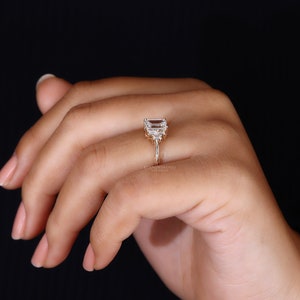 Emerald Cut Diamond Engagement Ring With Side Baguette Diamonds, IGI ...