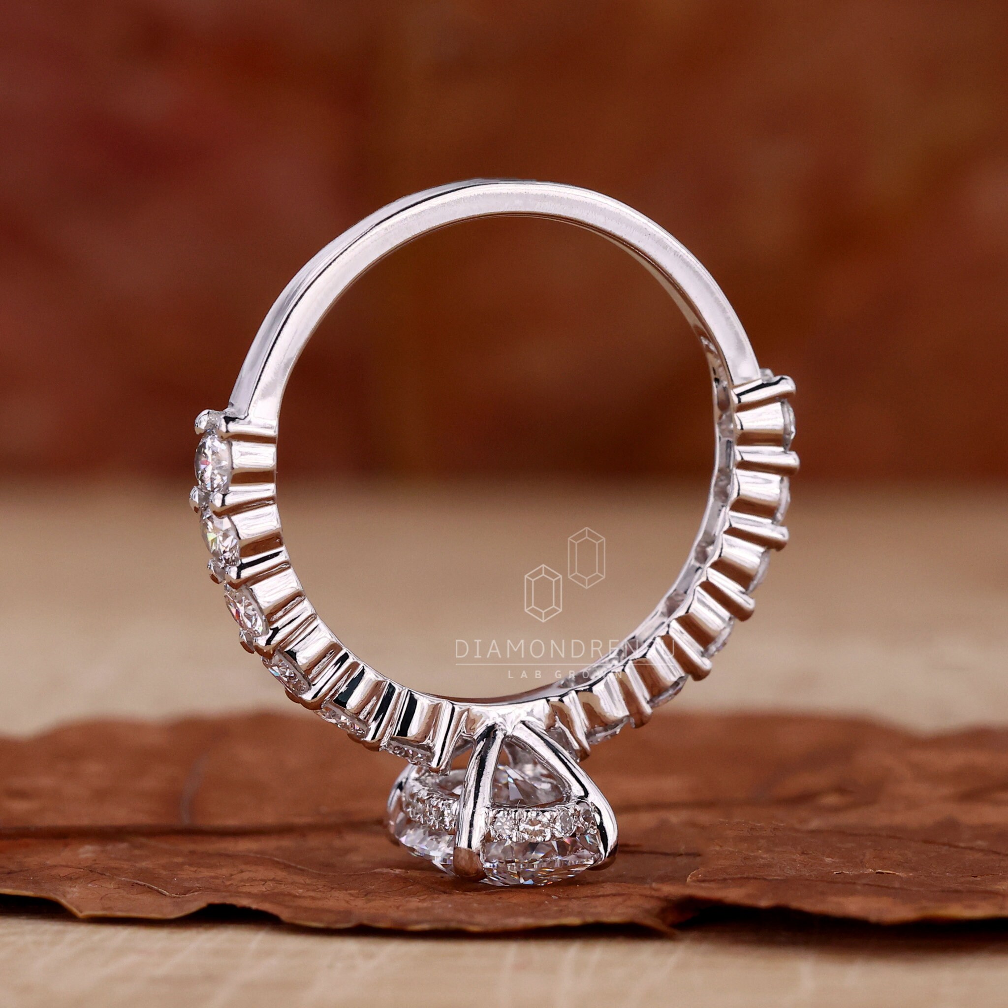 Hidden Halo Oval Diamond Engagement Ring for Women, IGI