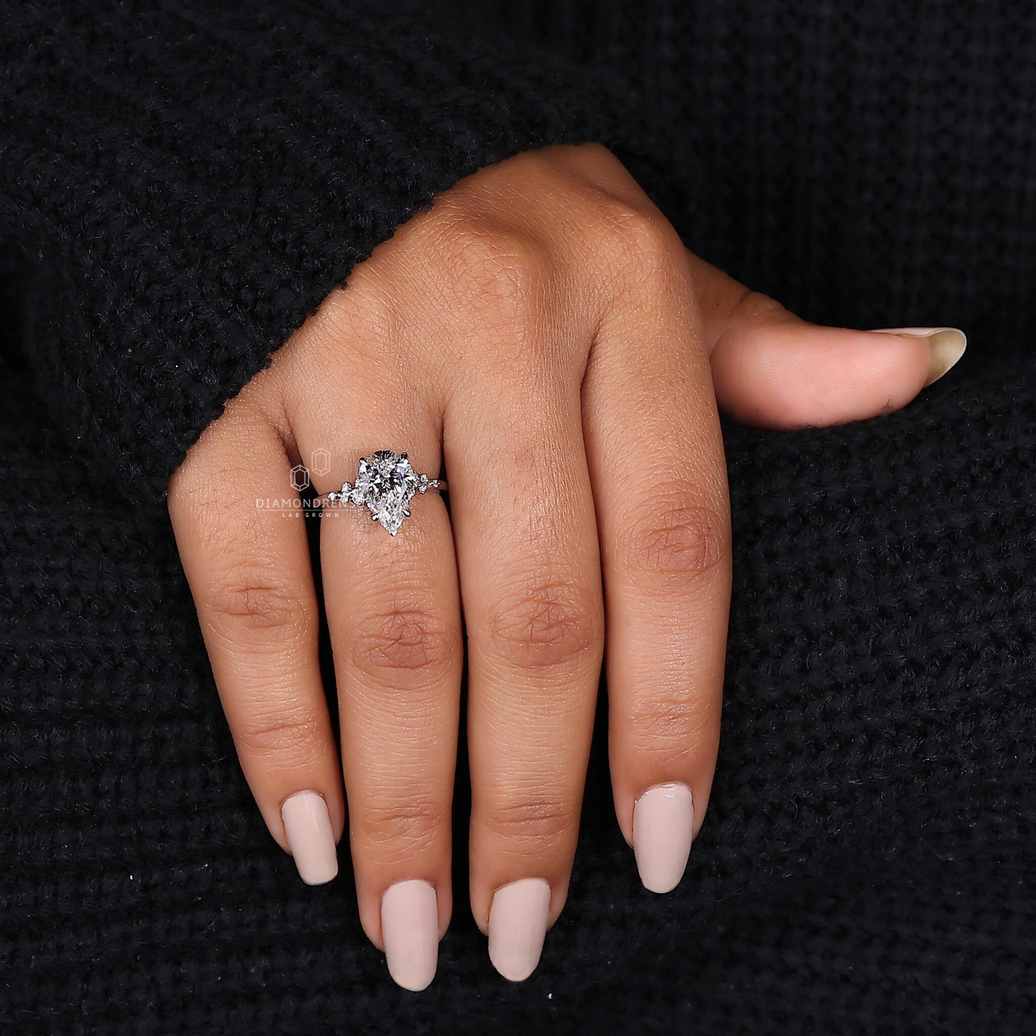 IGI Certified Pear Cut Lab Grown Diamond Engagement Ring - Etsy