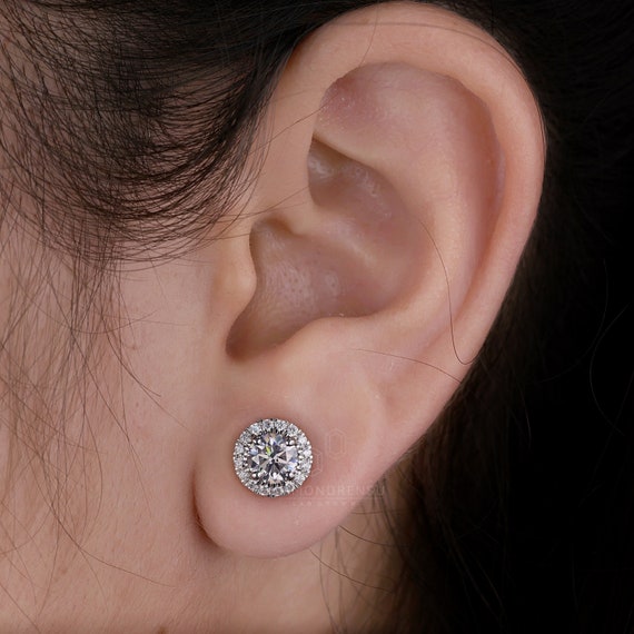 1 Karat Ct Diamant-Ohrstecker Real Natürlich Zertifizierter Runder Solitär 14k Gold