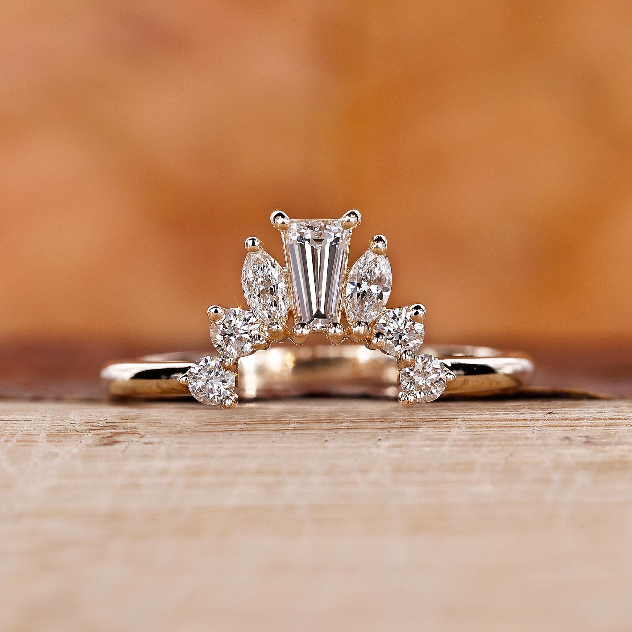 Lab Grown Diamond Tiara Wedding Band for Engagement Ring, Matching Lab Grown Diamond Tiara Wedding Band for Engagement Ring, Matching