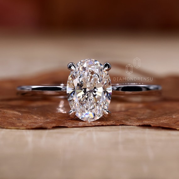 Oval Engagement Ring, 1.0 - 2.0 CT Oval Lab Grown Diamond Wedding Ring for Her, F/VS1 Lab Created Diamond, Solitaire Ring, Anniversary Gifts