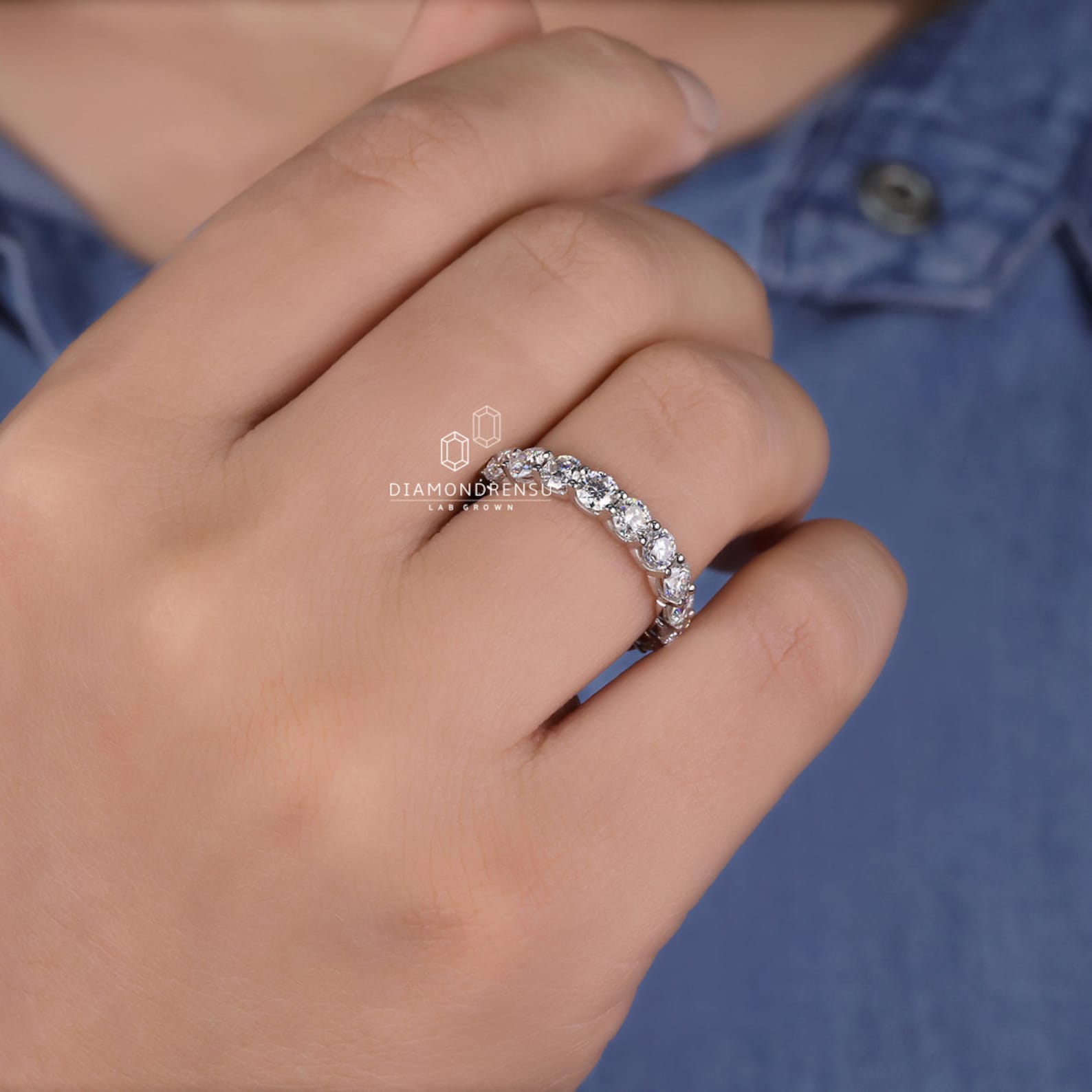 Lab Diamond Wedding Band 3.50 MM Round Brilliant Cut Lab Etsy