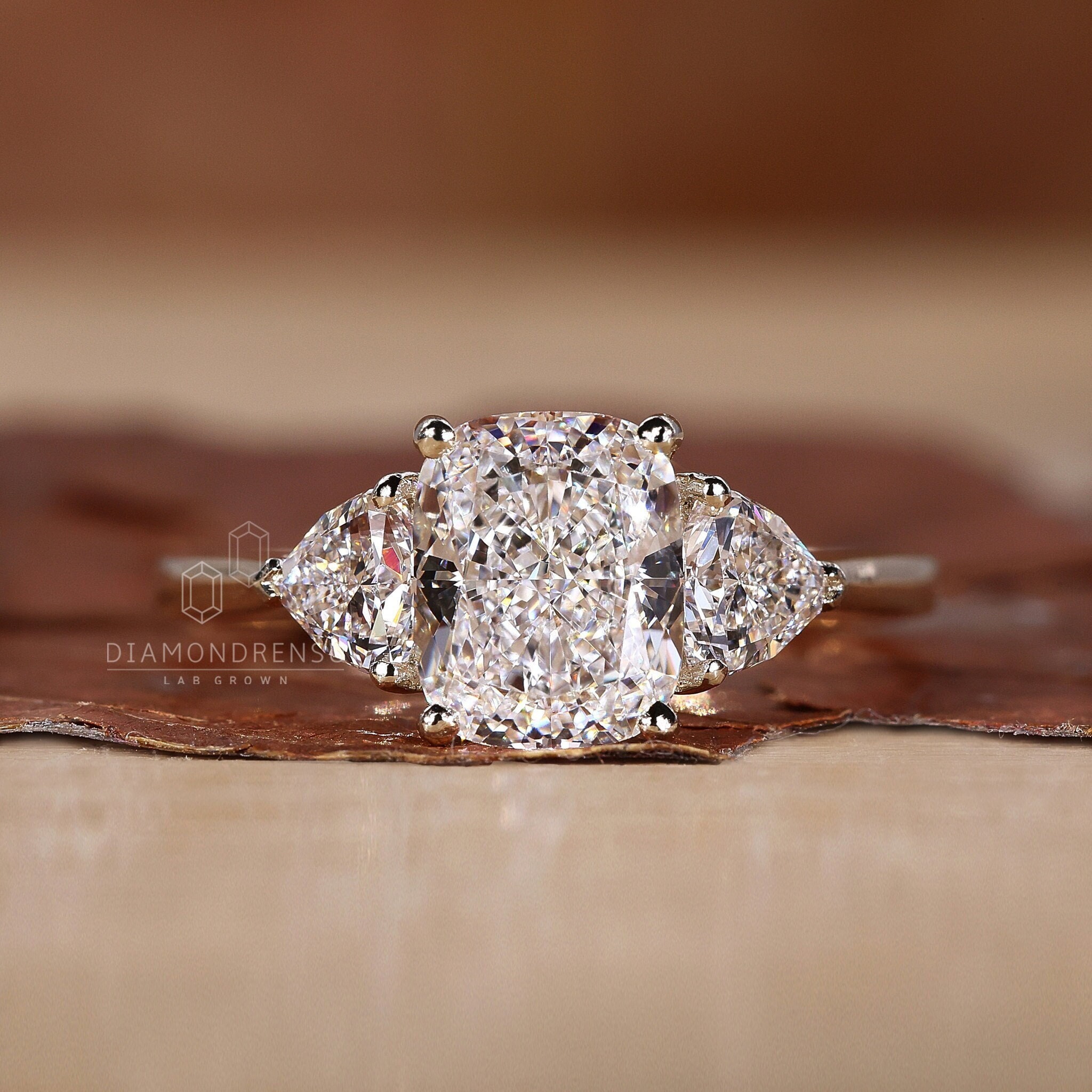 Cushion cut with trillion side deals stones