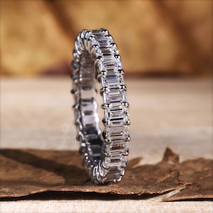2.60 TW Emerald Cut Lab Grown Diamond Eternity Band, Diamond Wedding Band, Stackable Band, Gift for Her, Anniversary Gift, Matching Band