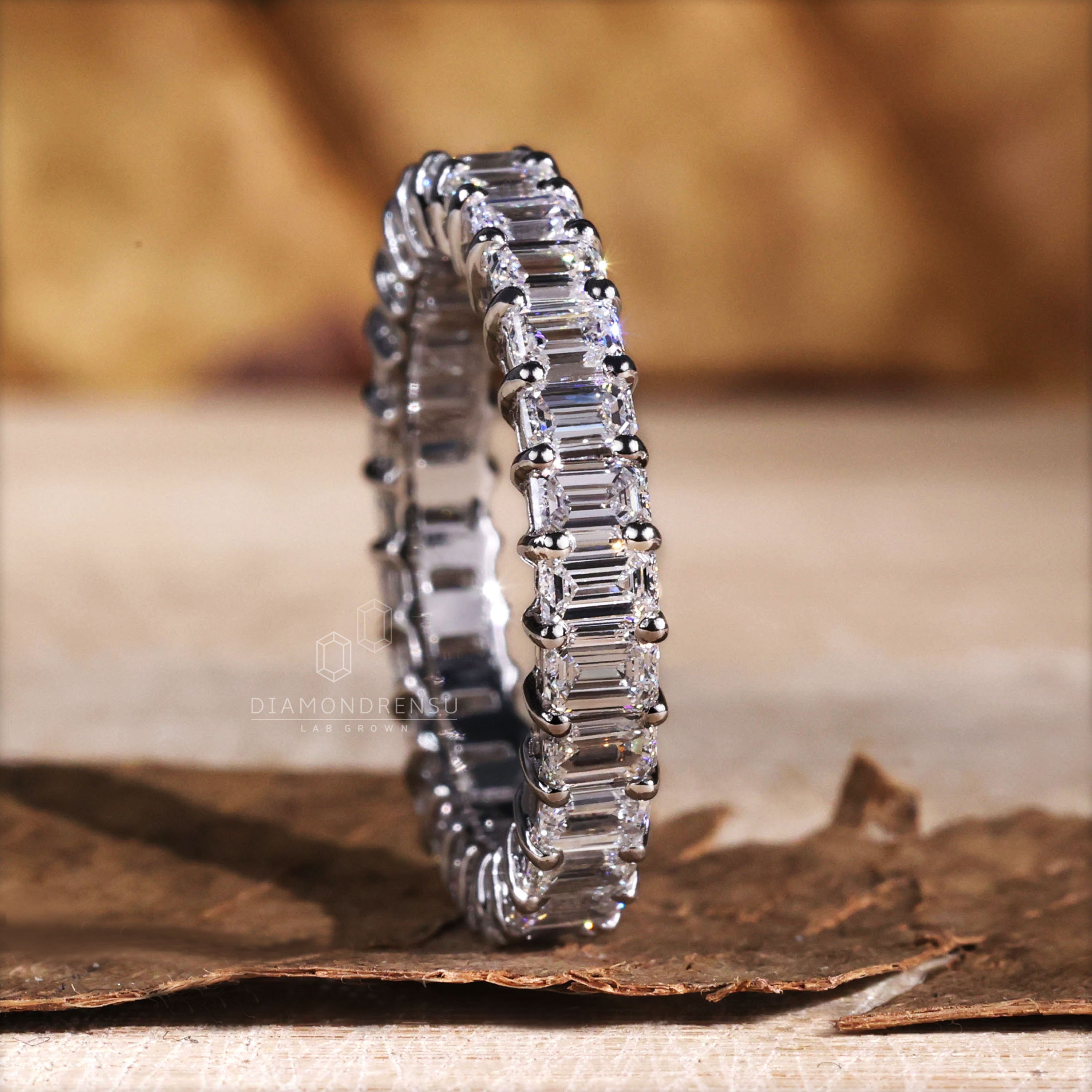2.60 TW Emerald Cut Lab Grown Diamond Eternity Band Diamond