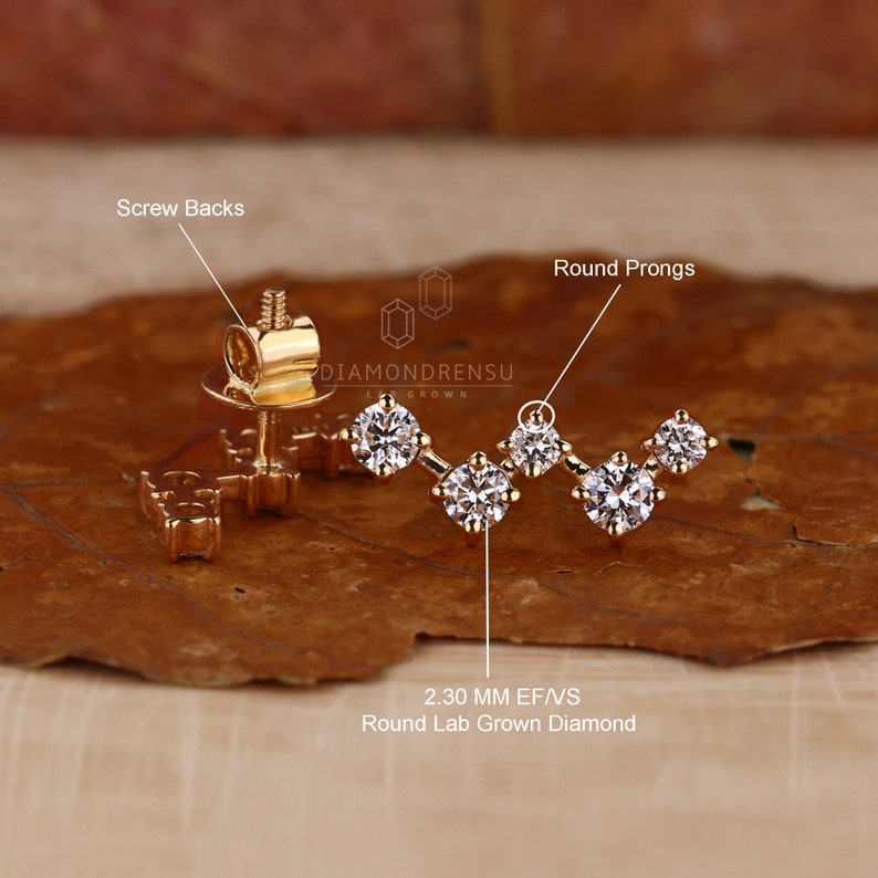 round diamond stud for women