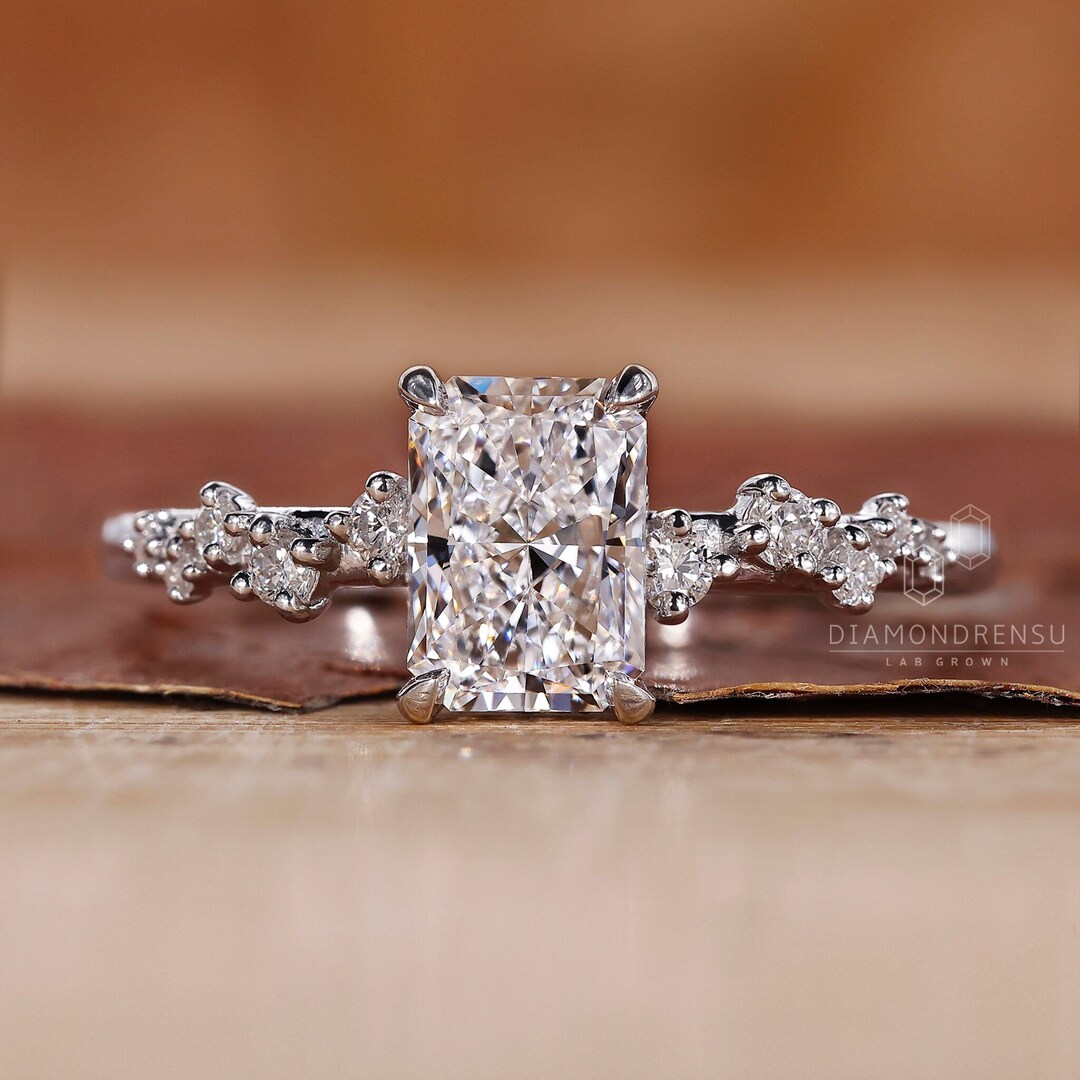 Buy Radiant Cut Diamond Ring for Women, Hidden Halo Engagement Ring, to  Ct Lab Grown Diamond Ring, Promise Ring for Her, Anniversary Gift Online