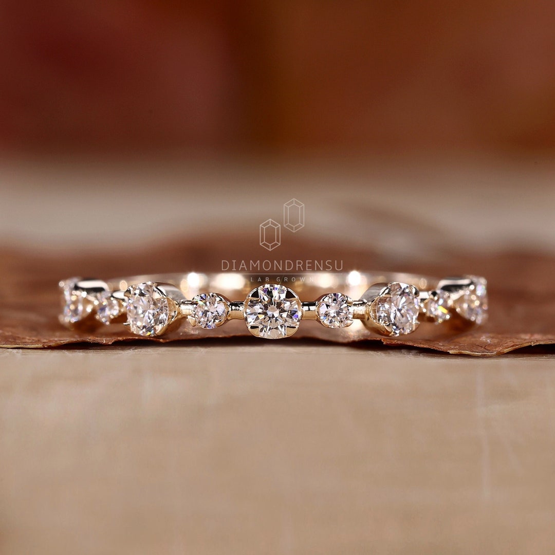 Floating Bubble Wedding Band, 0.36 TW Round Lab Grown Diamond Band