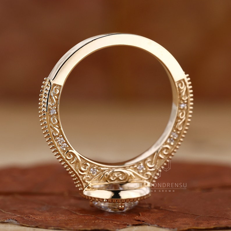 round diamond art deco ring