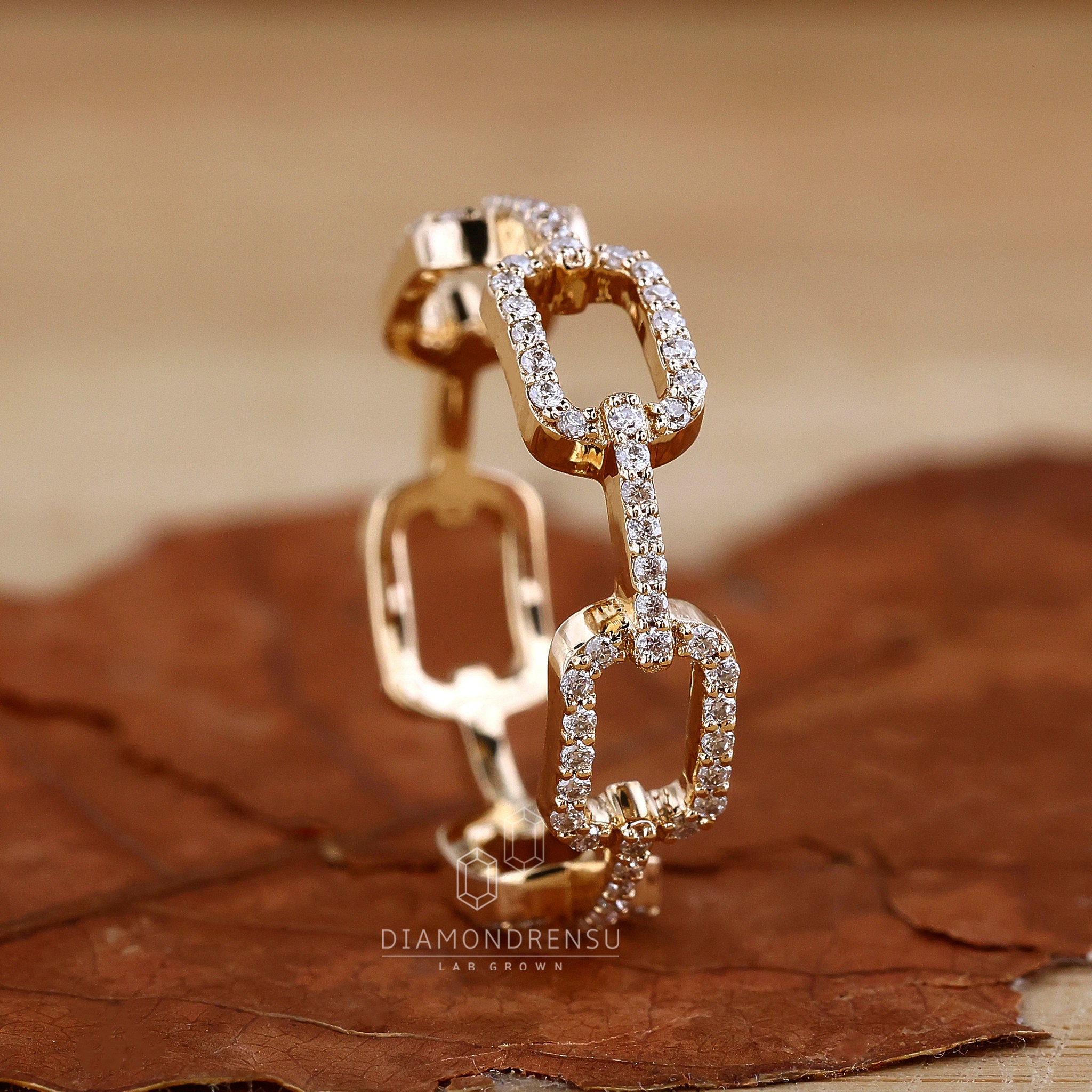 Lab Grown Diamond Chain Link Ring, 0.37 TW Round Cut Lab Created ...