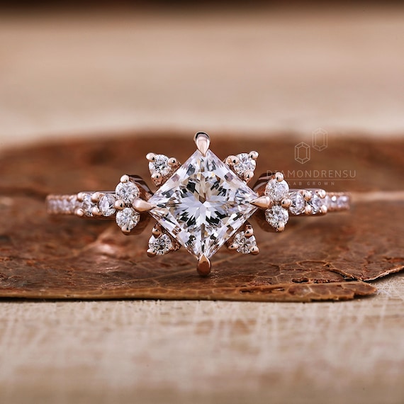 1 CT Princess Cut Lab Grown Diamond Engagement Ring D/VVS2 - Etsy