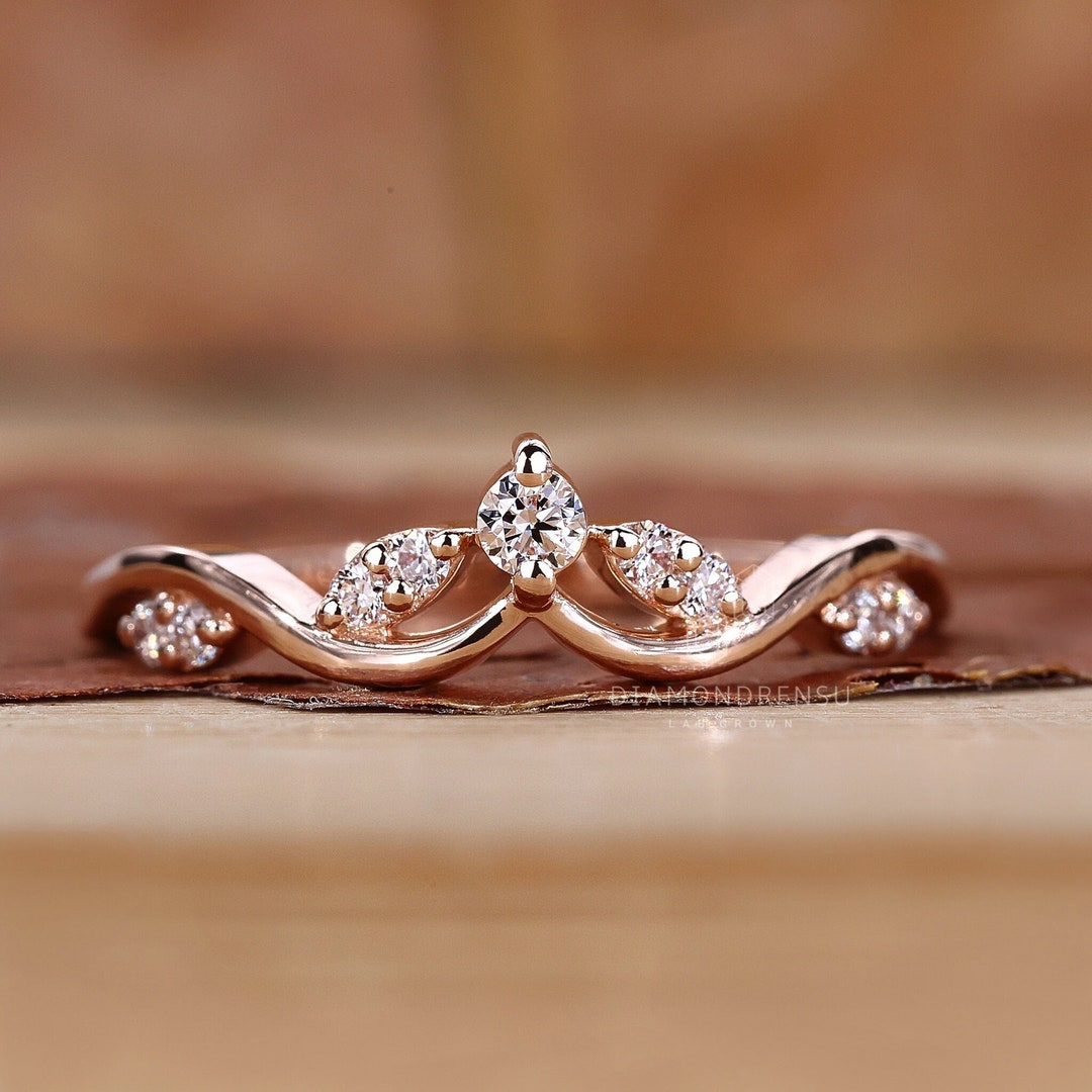 Tiara Wedding Band for Engagement Ring, Marquise and Round Lab Grown
