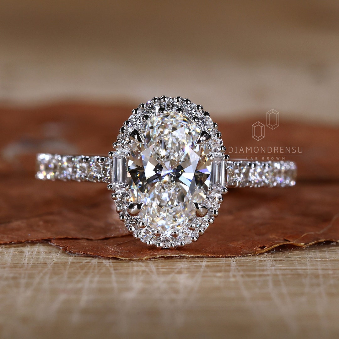 Buy Oval Lab Created Diamond Engagement Ring, IGI Certified
