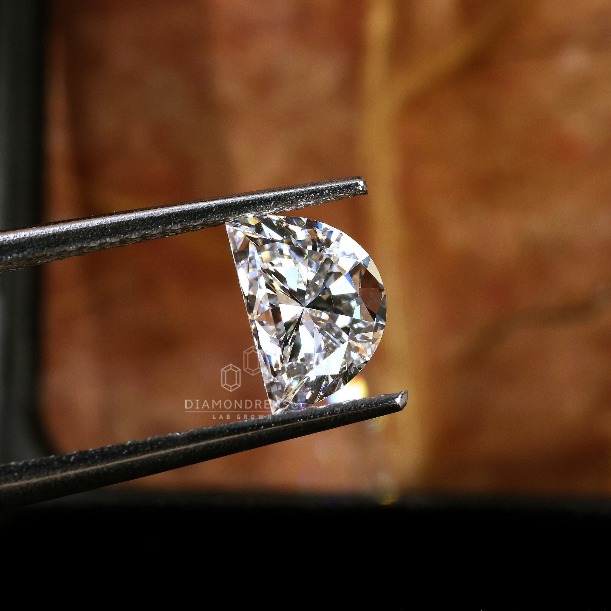 1 CT Half Moon Cut Lab Grown Diamond, F/VS1 Lab Created Diamond 