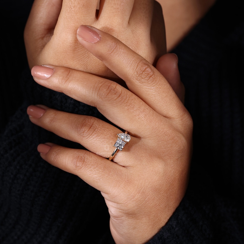 Toi Et Moi Ring, 1.69 TW Pear | Princess Cut Lab Grown Diamond Ring ...