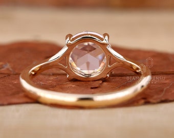 Rose Cut Lab Grown Diamond Solitaire Ring, Vintage Rose Cut Lab Grown Diamond Solitaire Ring, Vintage