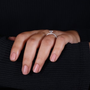 Exquisite Lab Grown Diamond Engagement Ring by Diamondrensu - Full Ring on Hand Showcase