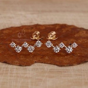 zig zag diamond stud earrings