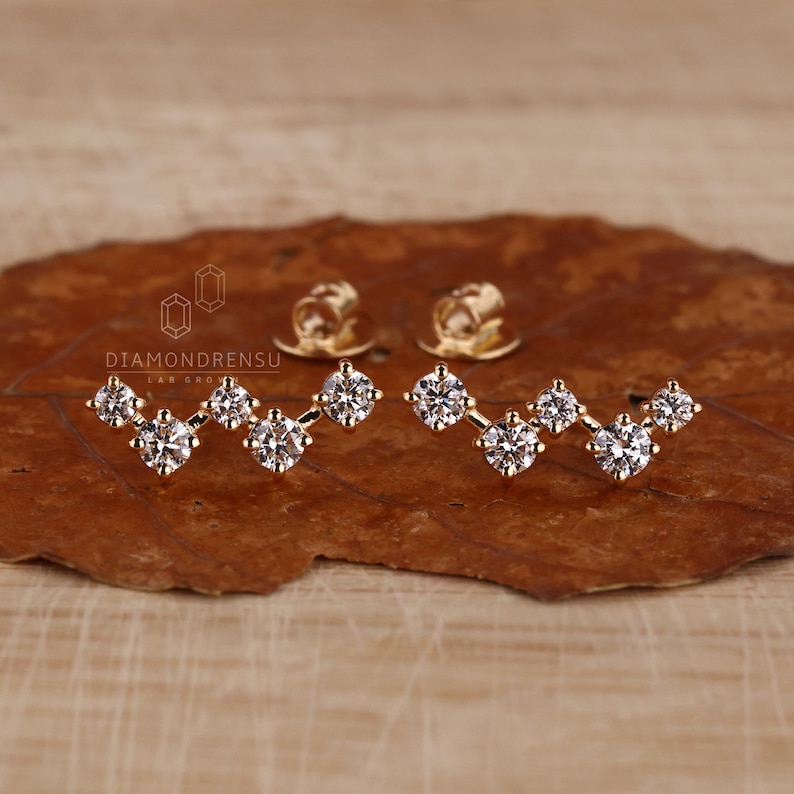 zig zag diamond stud earrings