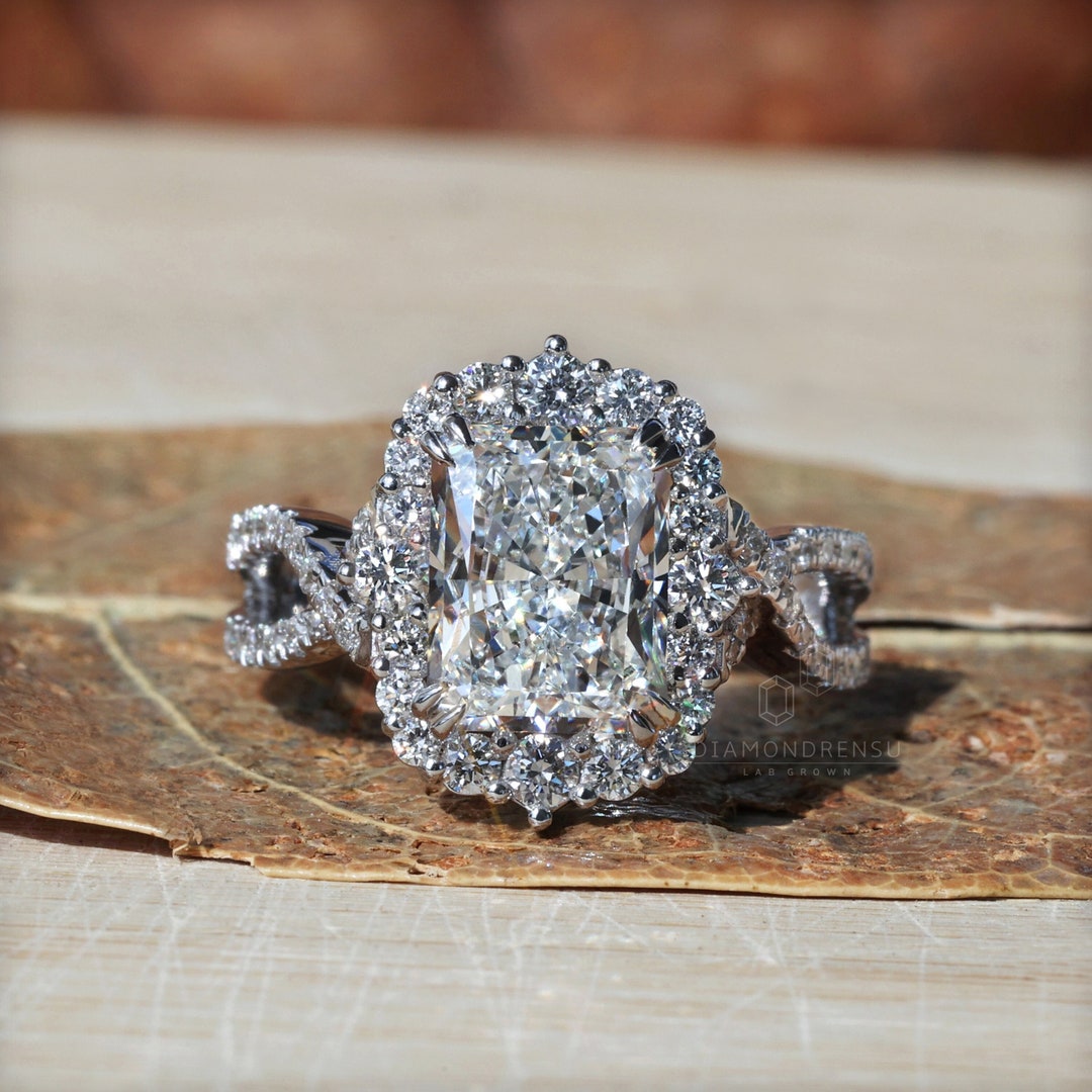 3 Carat Radiant Cut Diamond Ring, Lab Grown Diamond Engagement