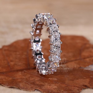 Princess Cut Diamond Eternity Wedding Band, 3.0 MM Lab Grown Diamond Band, Anniversary Ring, Stackable Band, Diamond Wedding Band, Gift Ring
