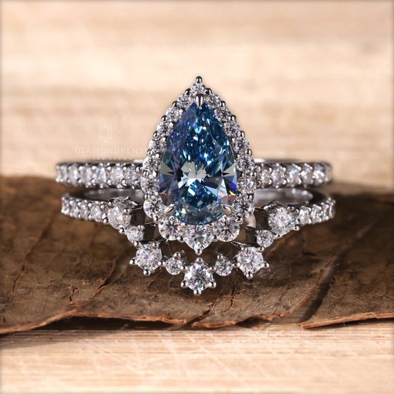 Blue diamond bridal set new arrivals