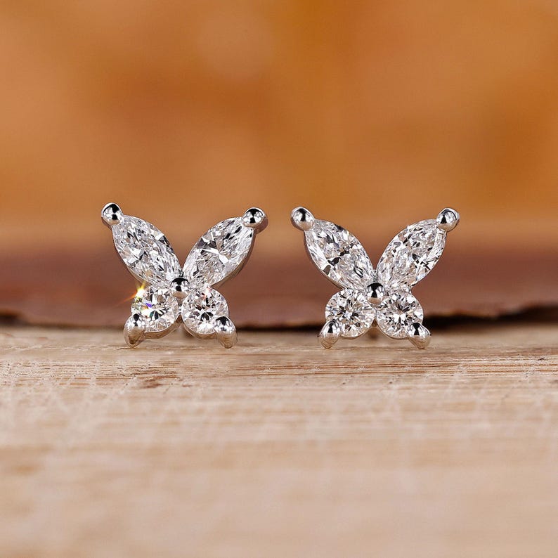 Butterfly stud earrings with a delicate and elegant design.