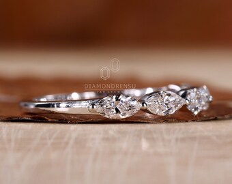 Bague Or 18 Carats Diamants 0,45 Ct - Demi Alliance Taille 54, Occasion