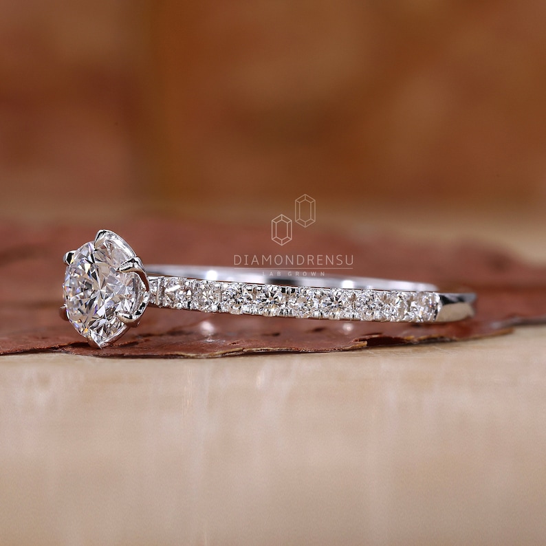 6 Prong Engagement Ring Showcase - Side Angle
