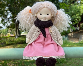 Children's Day Gift for Yourself - Waldorf Doll Handmade Collectors Rag Doll Birthday Gift for Yourself Plush Doll with Exquisite Box
