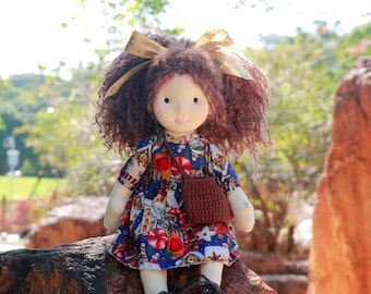 Muñeca Waldorf personalizada - Muñeca de trapo de algodón hecha a mano muñeca de felpa regalo de cumpleaños para niña de 3 años regalo perfecto para niños