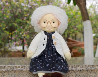 Unique Waldorf Doll - Personalized Handmade Rag Doll Mother's Day gift Birthday Gift For Grandma with Exquisite Box