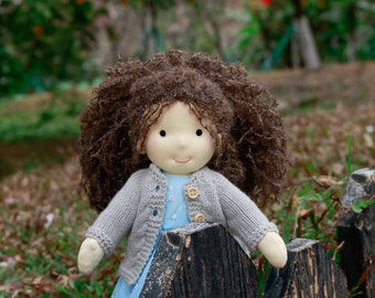 Waldorf Doll - Handmade Rag Doll 12" With Brown Hair Birthday Gift For Girl with Exquisite Box