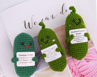 Crochet Pickles,Handmade Crochet Pickles,Crochet Cucumber,Positive Pickle,Emotional Support Pickle,Desk Decor,Gift for Her/Him