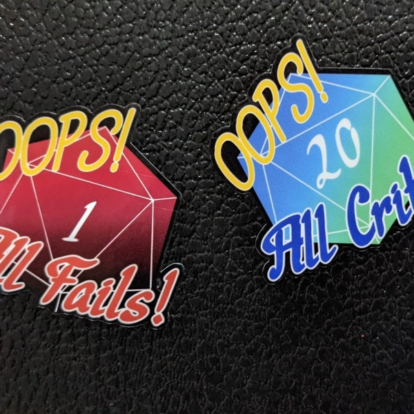 OOPS All Crits/All Fails d20 Vinyl Sticker