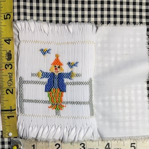 Pre Smocked inserts ready for your little ones garment, Scarecrow, backhoe, Rooster, Cow