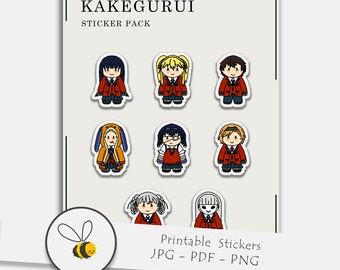 kakegrui anime japanese manga stickers fanart print and cut etsy