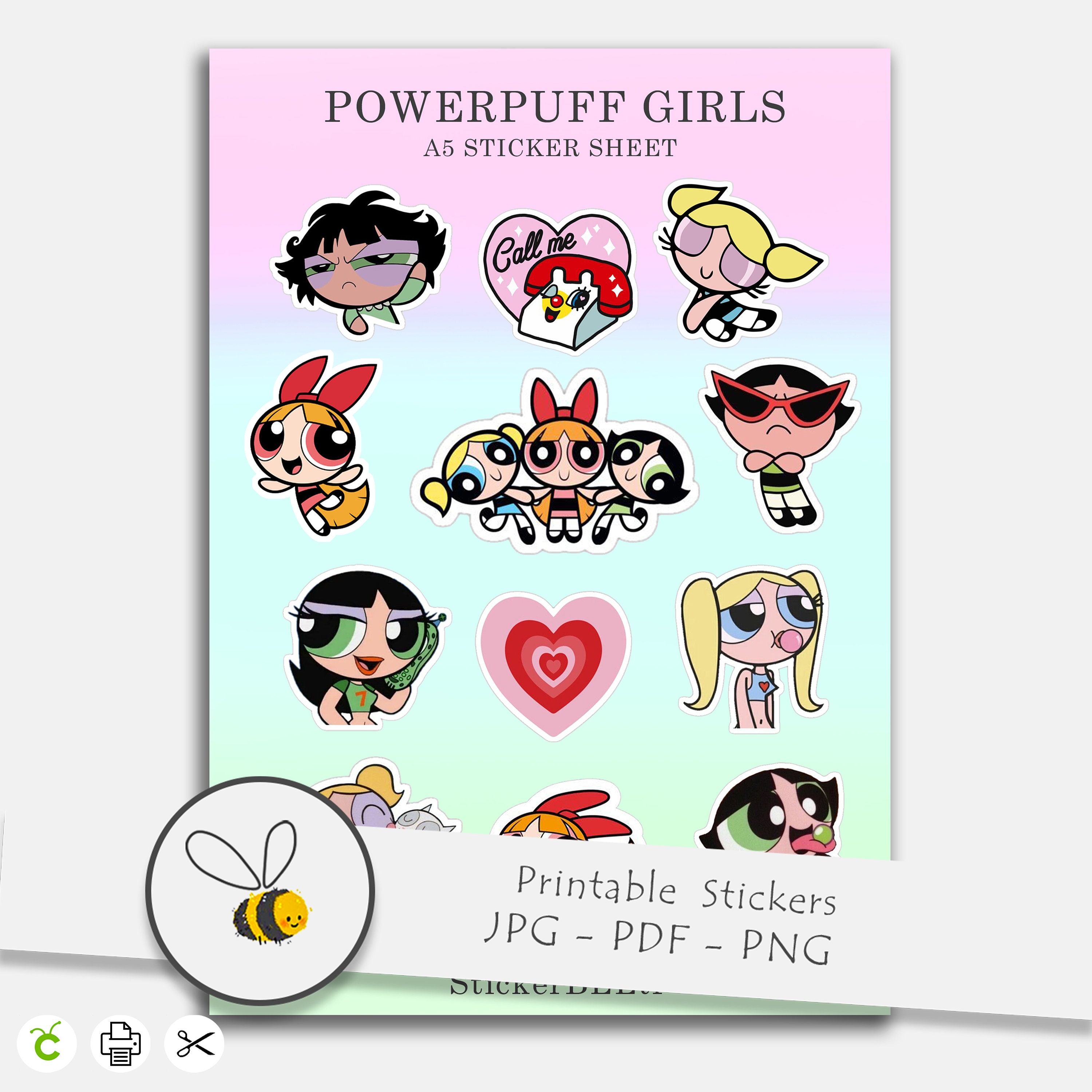 powerpuff girls printable sticker sheet print and cut etsy
