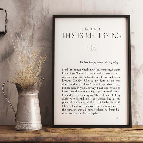 This Is Me Trying Digital Chapter Lyric Print - Printable Taylor Swift Folklore Album Art - Wall Decor - Red - folklore - evermore