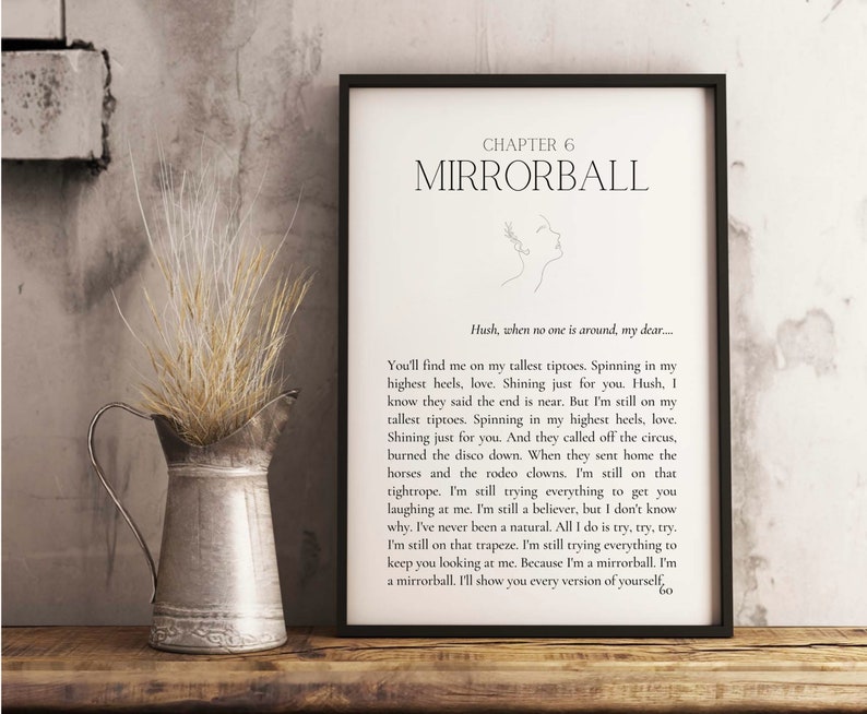 Mirrorball Digital Chapter Lyric Print Printable Taylor Swift Folklore Album Art Wall Decor Red folklore evermore 1989 image 1