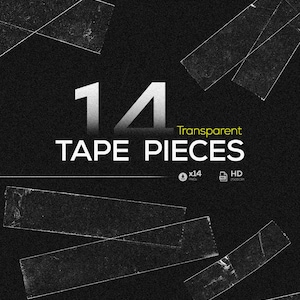 14 TRANSPARENT TAPE PIECES | Tape Overlay, Tape Clipart, Transparent Tape, Tape for Graphic Design