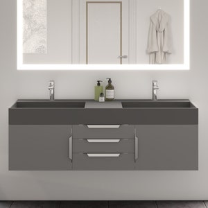 60'' Floating Modern Bathroom Vanity Set - Different Colors Available - Wall Mounted Cabinet and Sink Top with Soft Close Hinges