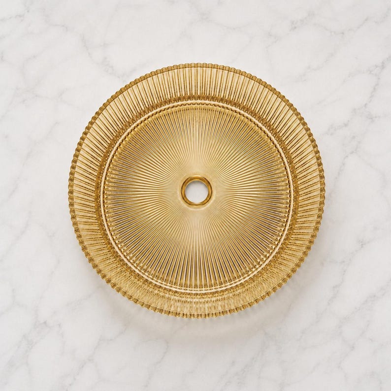 Elegant Round Ribbed Glass Vessel Sink – 14 Inch, 16 Inch and Four ...