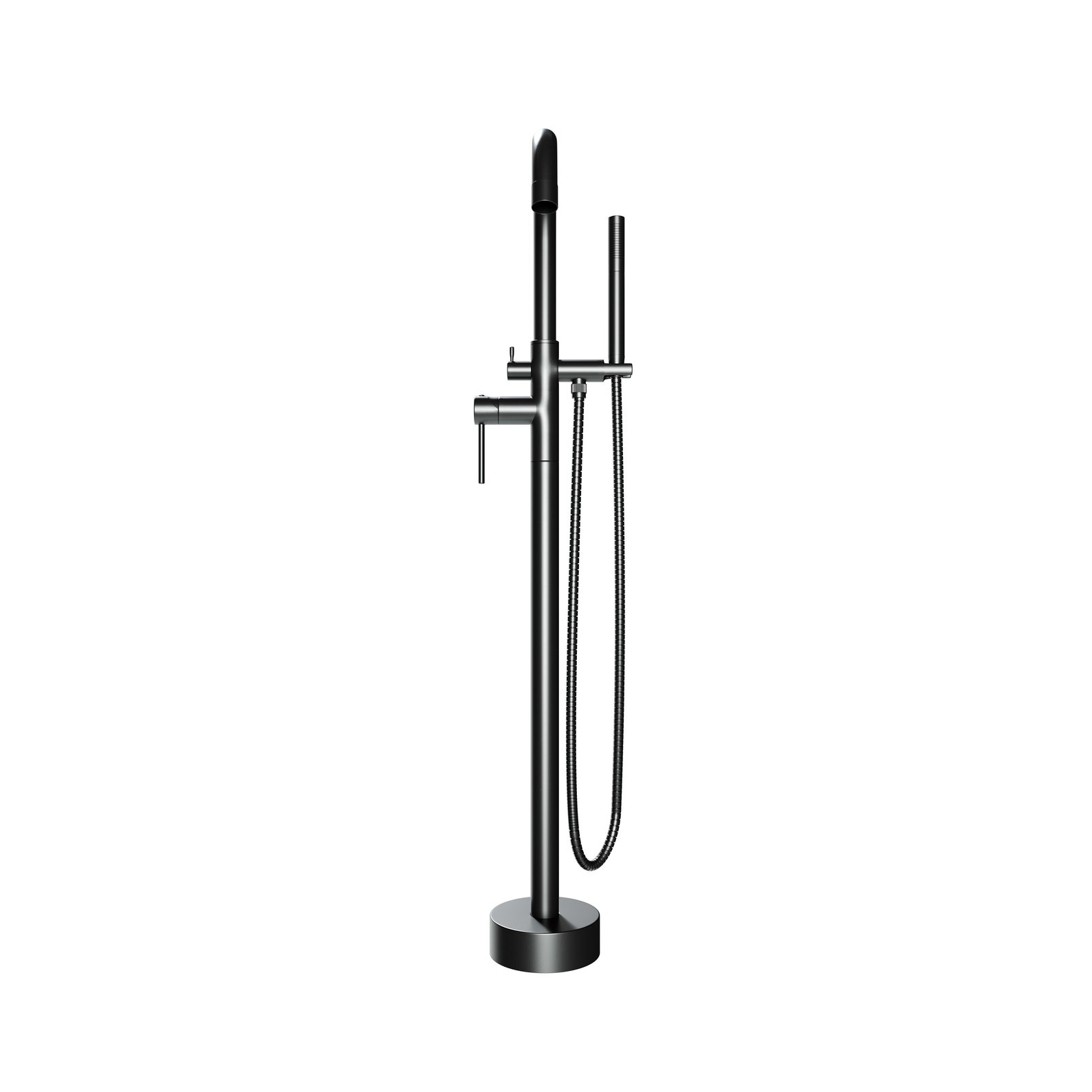 Matte Black Freestanding Gooseneck Tub Filler With Hand Shower Etsy