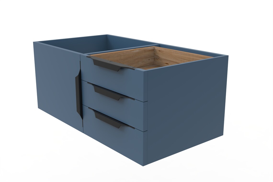 Modern Blue 36 Floating Bathroom Vanity Base With Soft Etsy