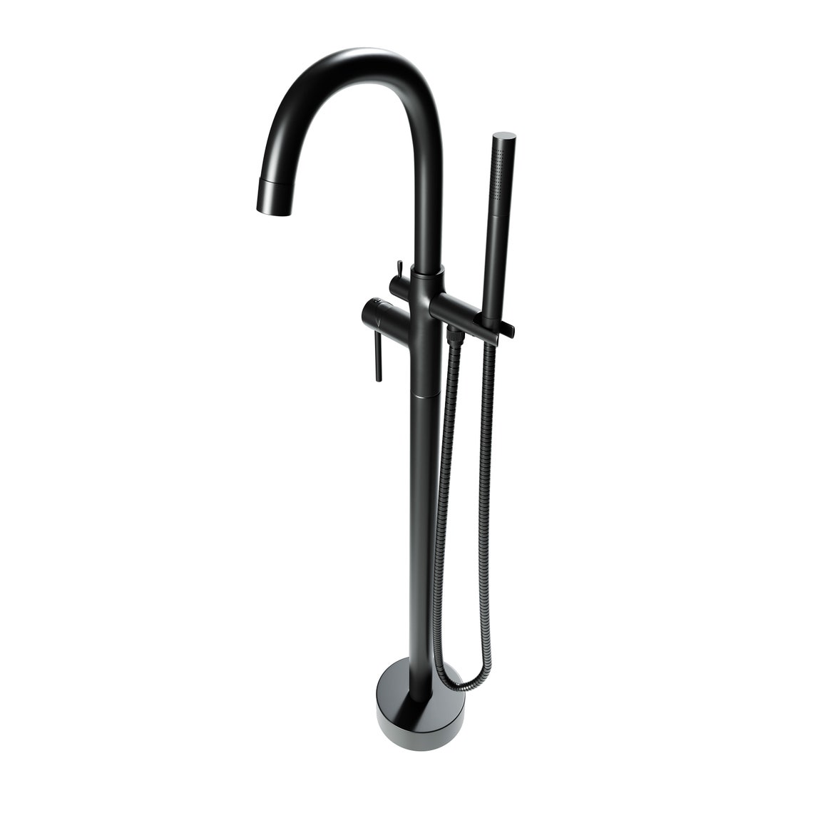 Matte Black Freestanding Gooseneck Tub Filler With Hand Shower Etsy