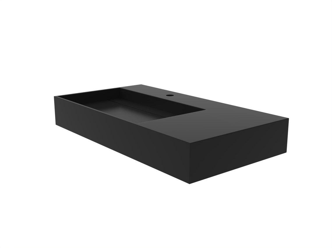 36 Black Wallmount Left Side Floating Sink and Counter Etsy