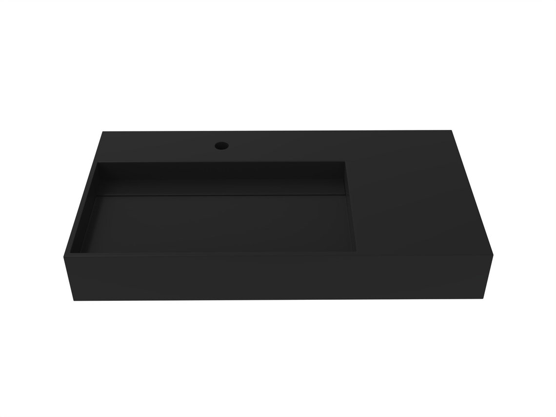 36 Black Wallmount Left Side Floating Sink and Counter Etsy