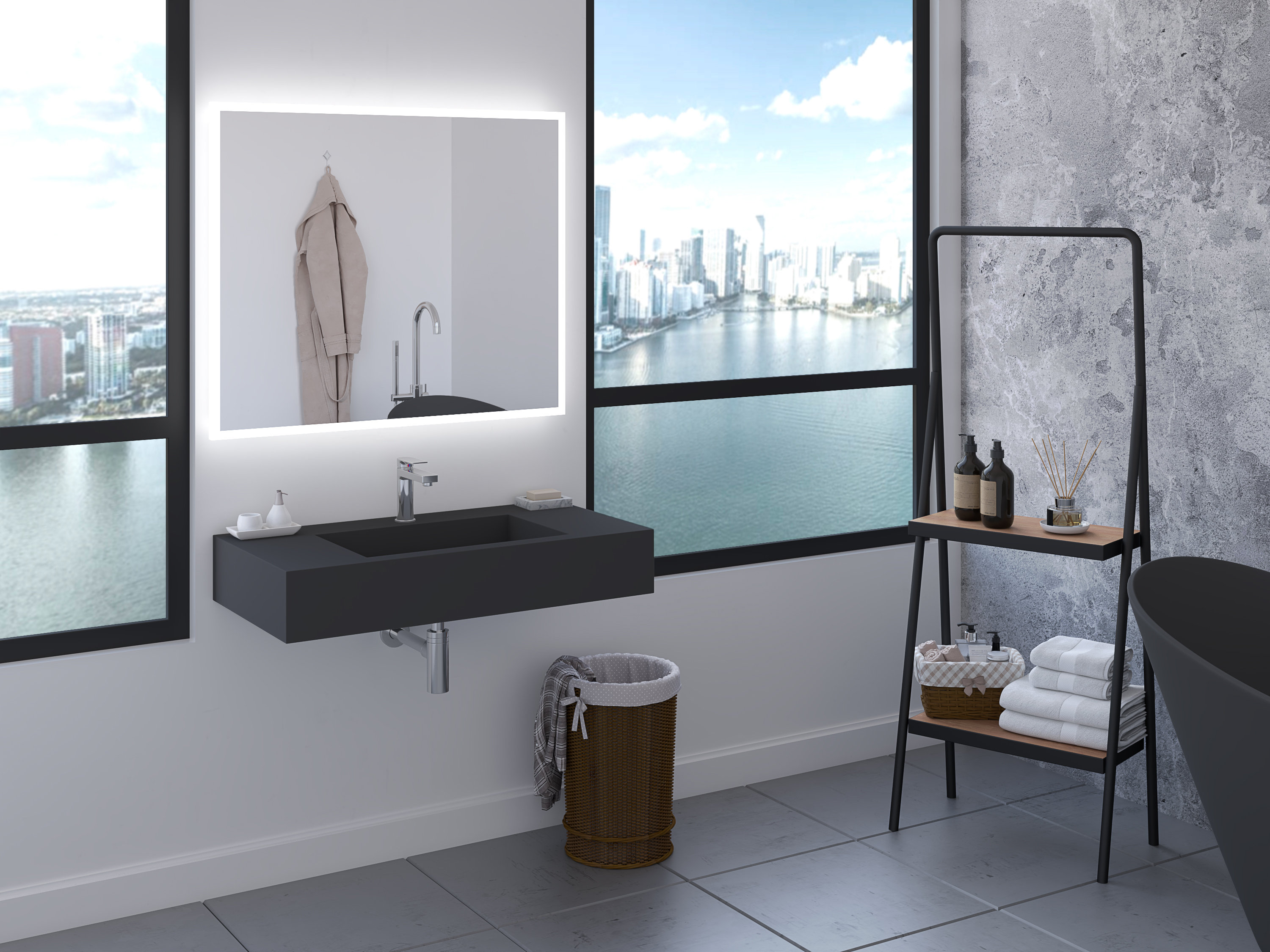 36 Inch Black Wall Mount Ramp Sink Wallmount Minimalist Etsy